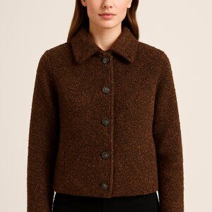 REQUIREMENTS Brown‎ Textured Button Front Jacket